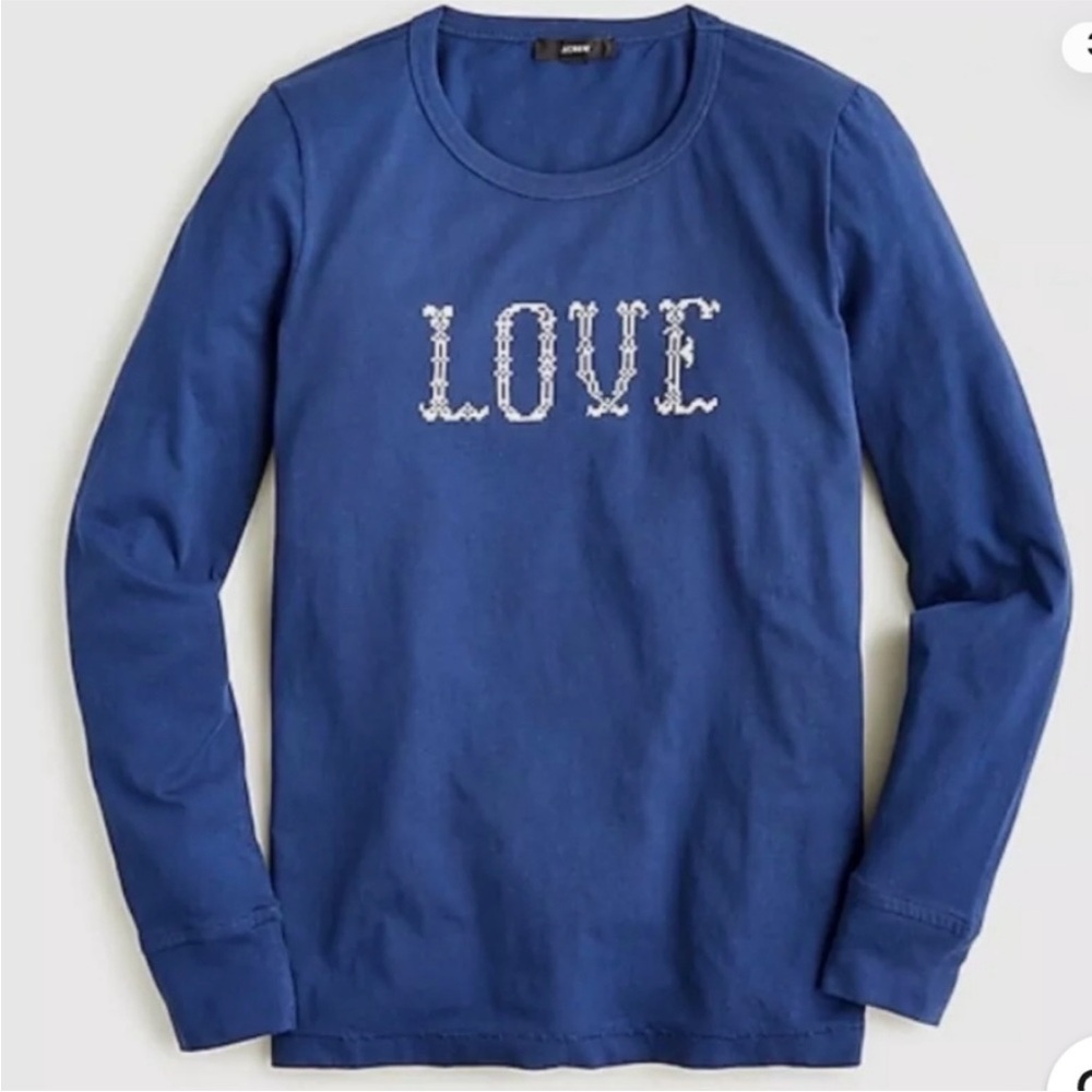 J. Crew Blue Long Sleeve Kids Tee with 'Love' Design